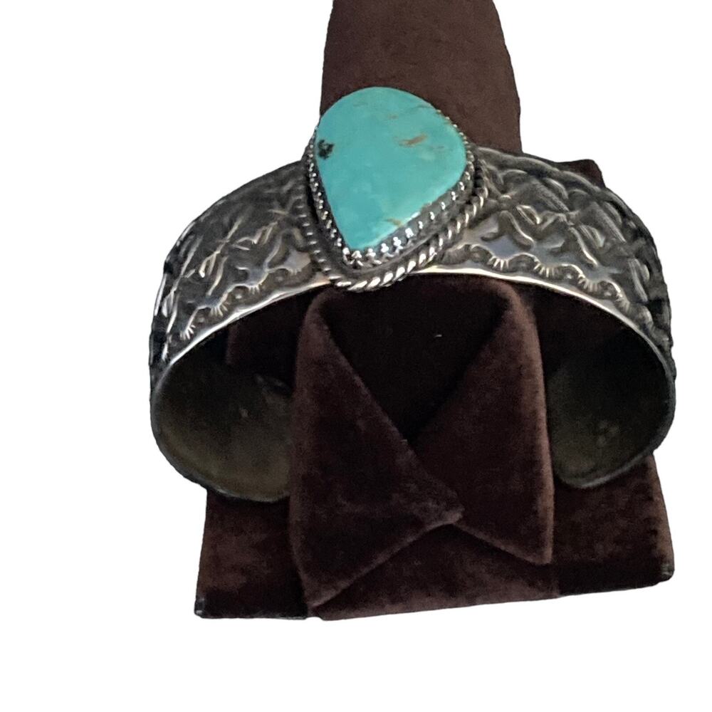 Turquoise Bracelet By Navajo Artist Elroy Chavez & Bernadine Chavez